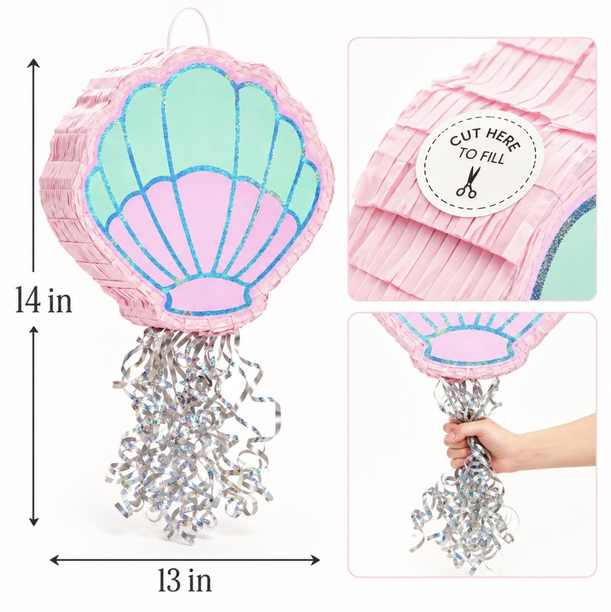 Mermaid Party Decor Kit – Pastel Balloon Garland, Shell Piñata & Birthday Decorations