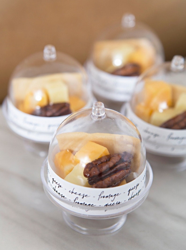 Mini dessert domes with clear cake stands for displaying cupcakes, sweets and individual party treats