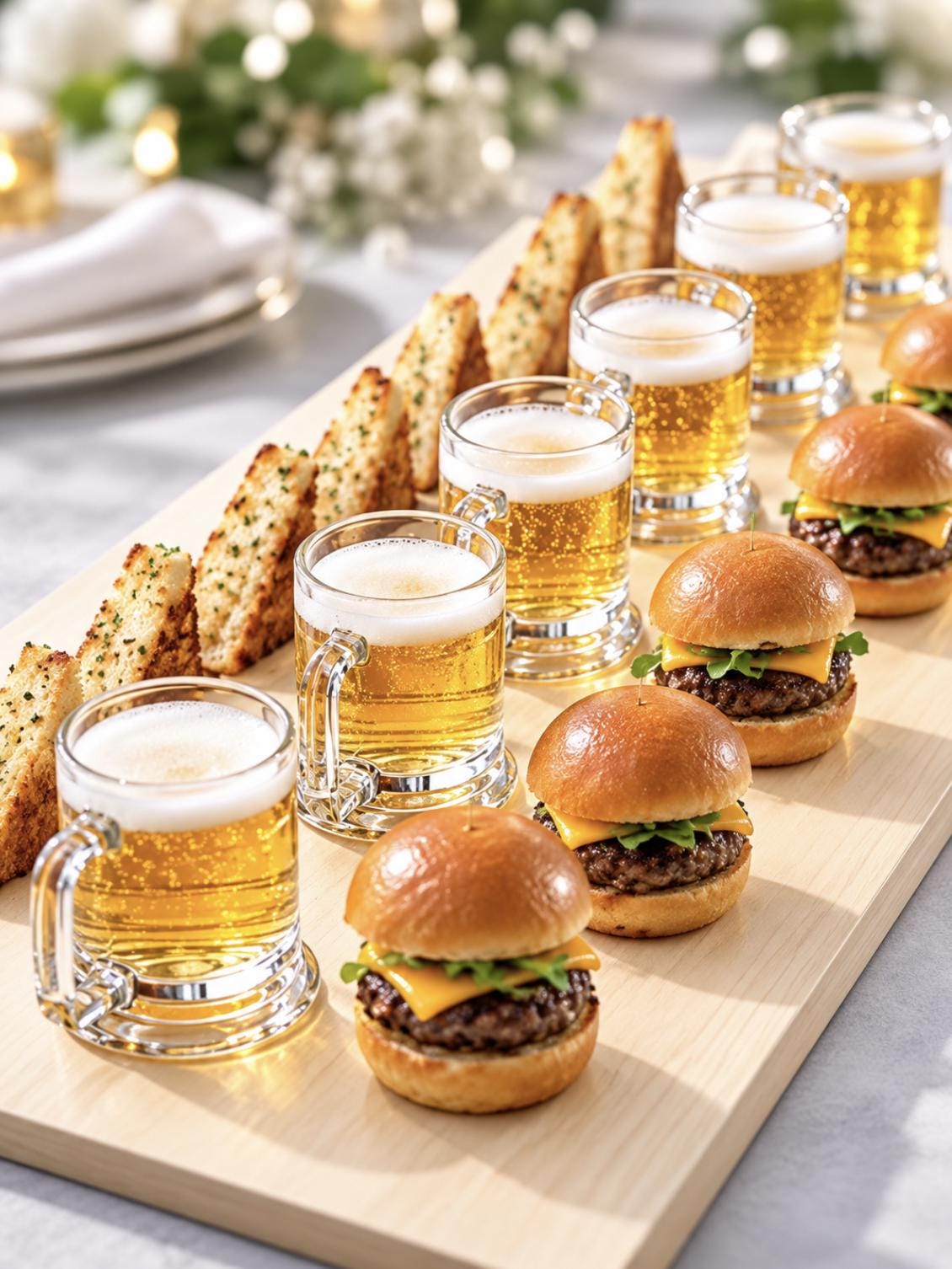 Mini Plastic Beer Mug Shot Glasses – Appetizer Mugs for Sliders, Brunch & Catering Displays