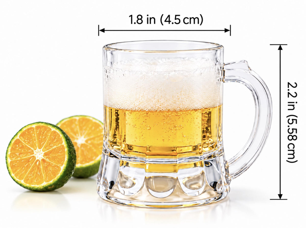 Mini Plastic Beer Mug Shot Glasses – Appetizer Mugs for Sliders, Brunch & Catering Displays