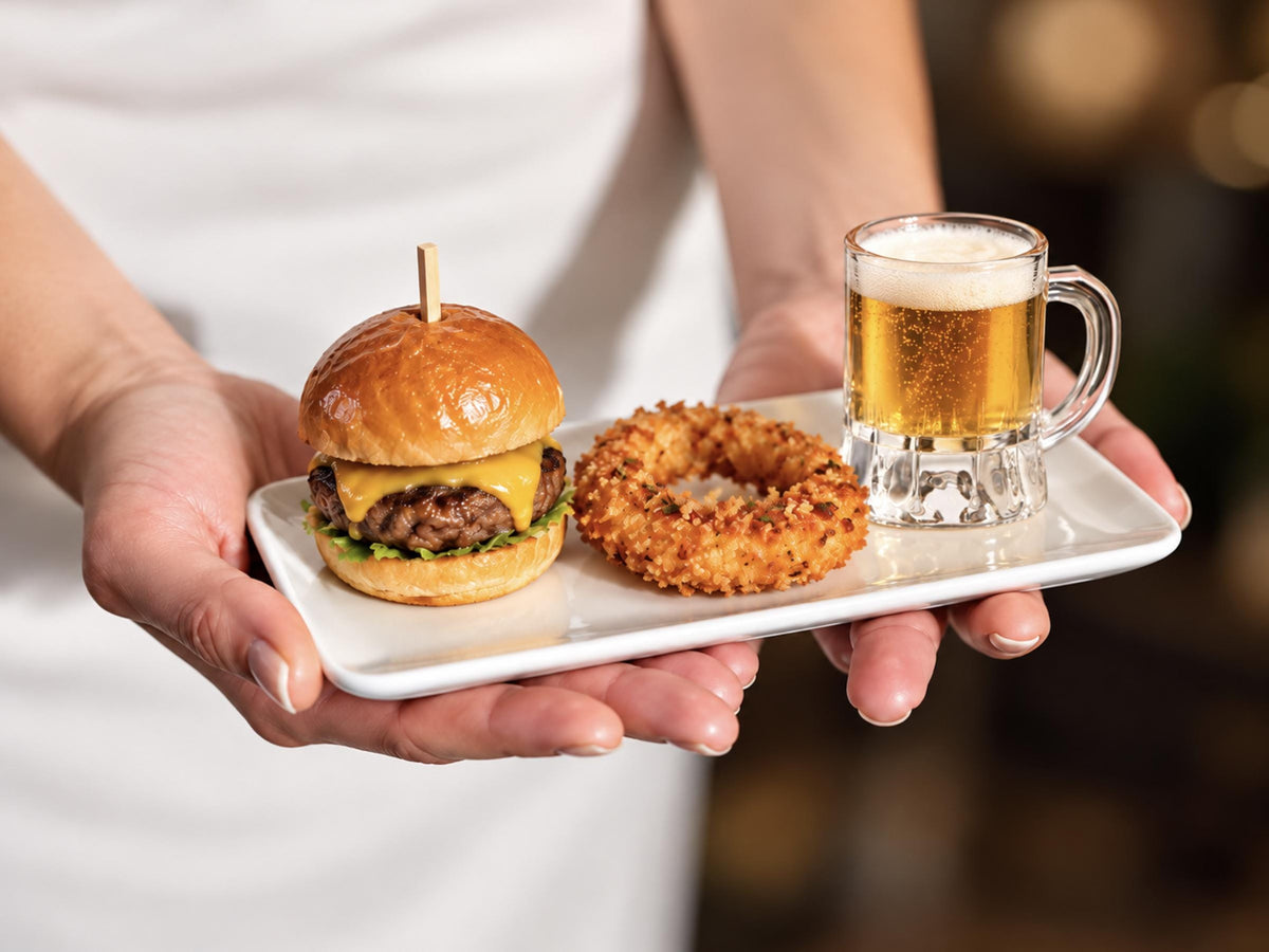 Mini Plastic Beer Mug Shot Glasses – Appetizer Mugs for Sliders, Brunch & Catering Displays