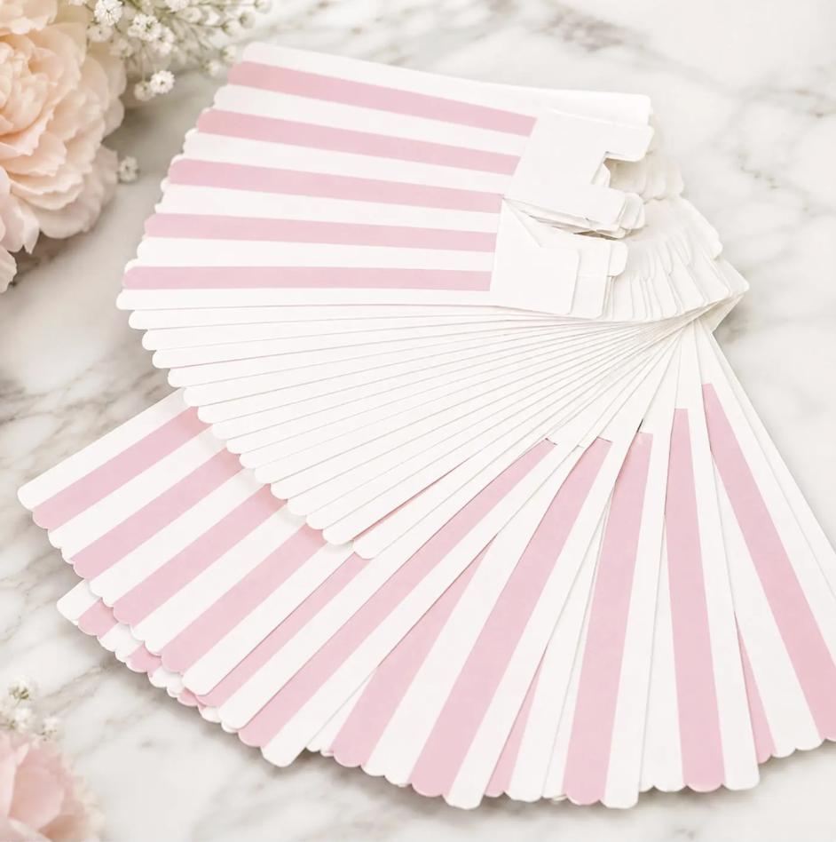 Mini Striped Popcorn Favor Boxes – Pastel Party Snack Boxes for Birthdays & Showers