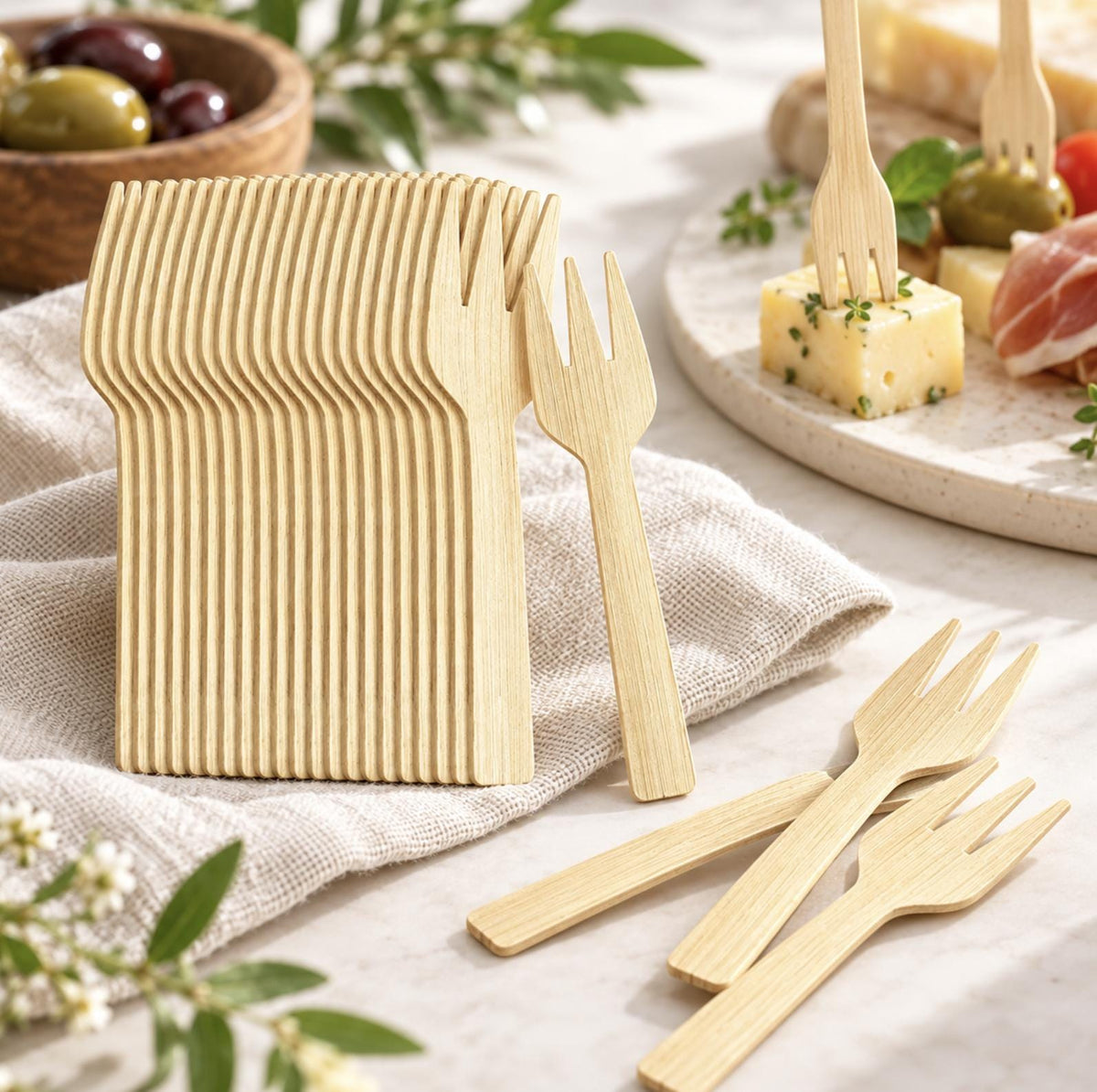 Mini Wooden Appetizer Forks – Disposable Tasting Forks for Catering, Weddings & Finger Food