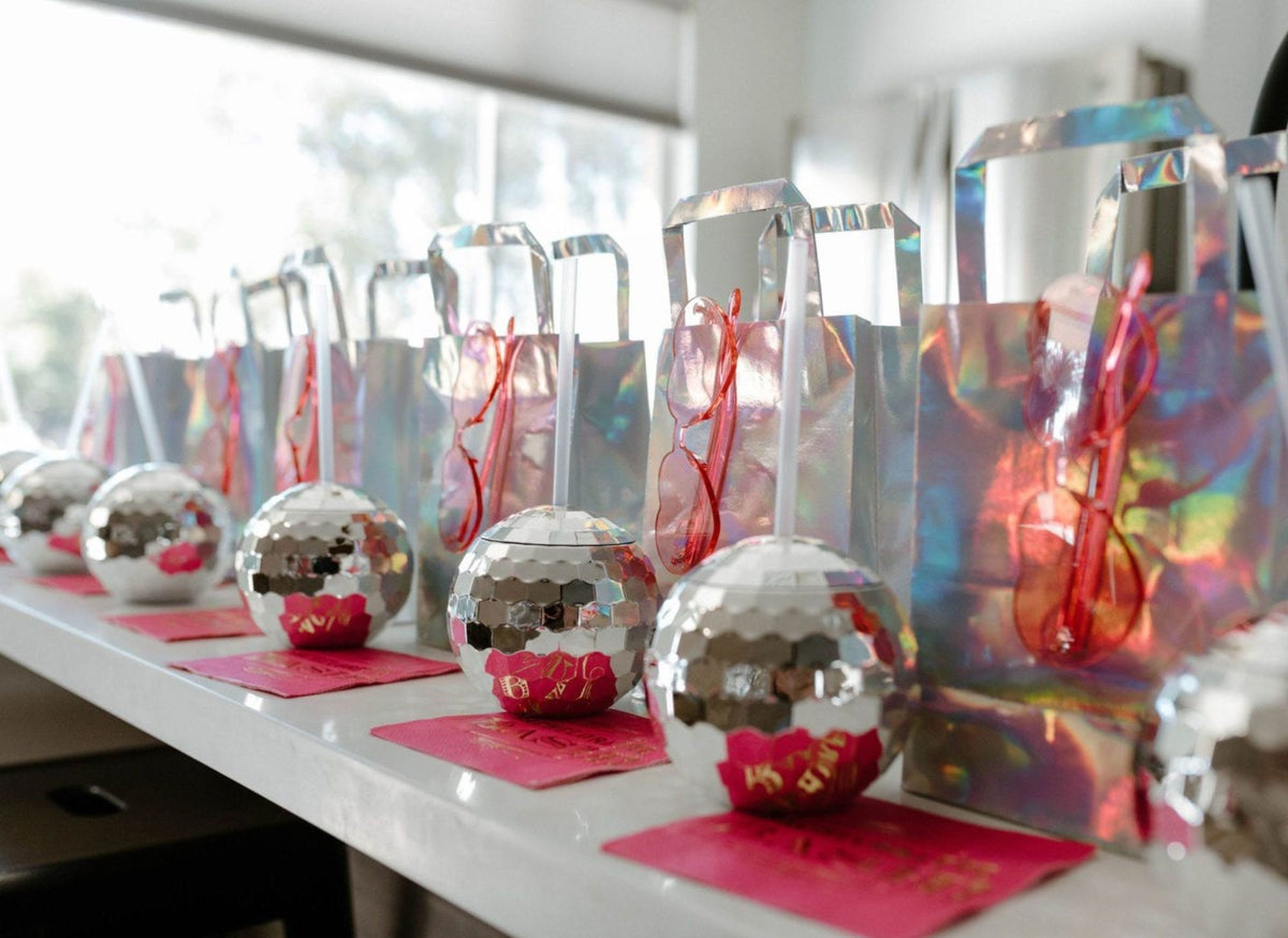 Mirror Disco Ball Drink Tumblers with Straws – Disco Party Cups for Bachelorettes & Showers