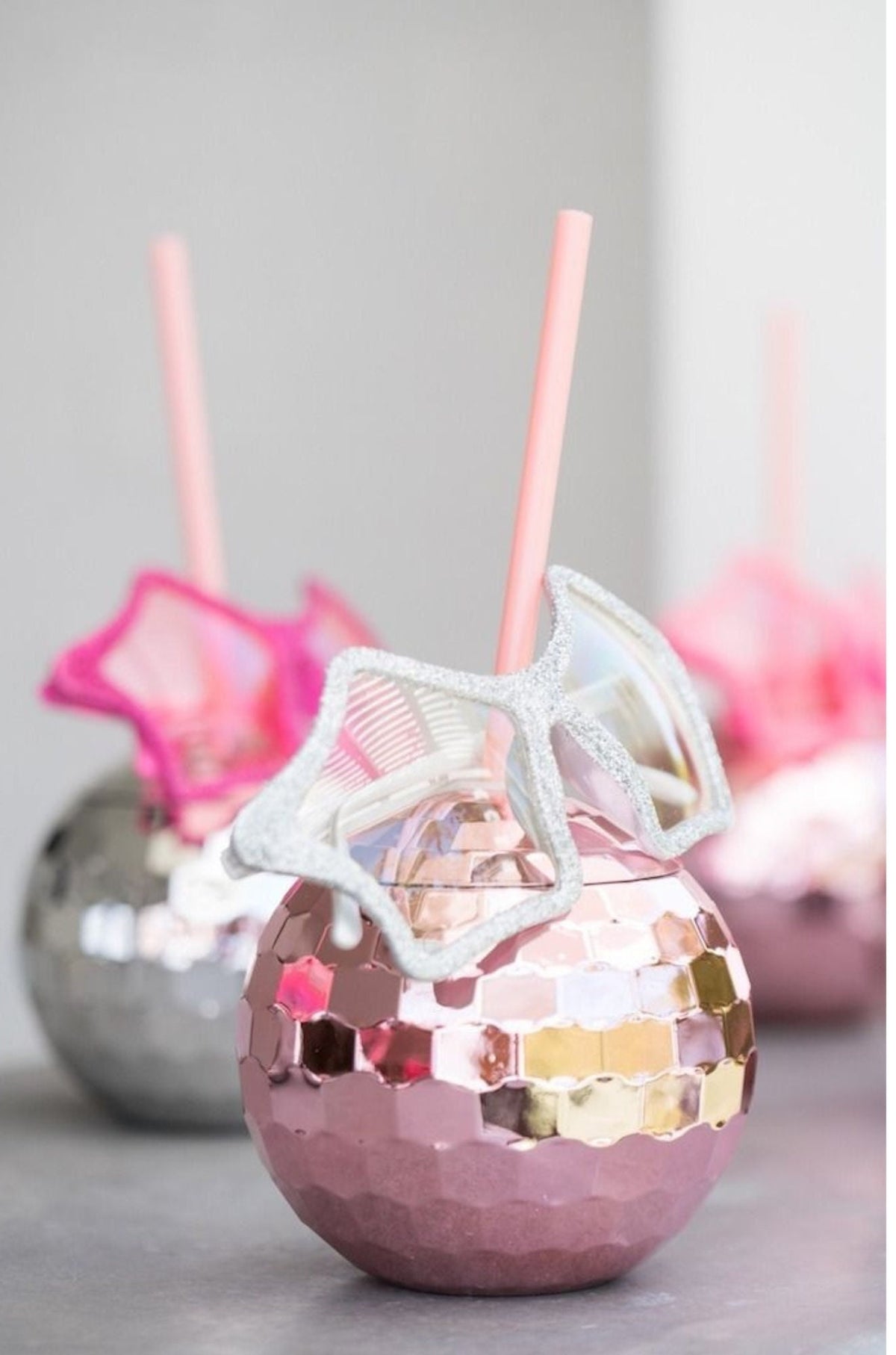 Mirror Disco Ball Drink Tumblers with Straws – Disco Party Cups for Bachelorettes & Showers