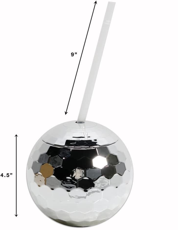 Mirror Disco Ball Drink Tumblers with Straws – Disco Party Cups for Bachelorettes & Showers