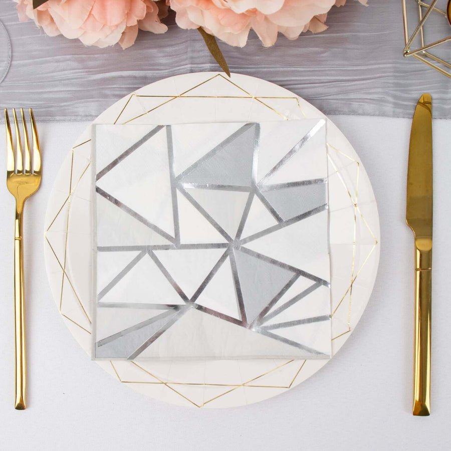 20 - Pack Elegant Paper Cocktail Napkins – Peony Flower Print with Gold Trim for Weddings & Events - Pretty Party Boxx