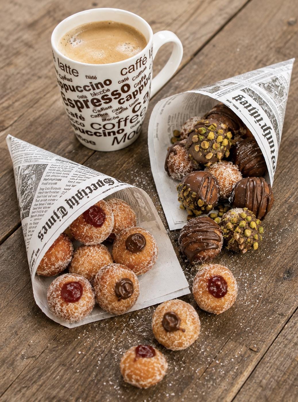 Newspaper Print Cone Liner Sheets – Vintage Food Wrap Paper for Fries, Pastries & Party Snacks