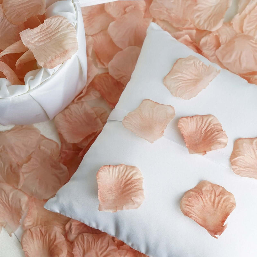 Soft decorative silk petals displayed on pillow for romantic celebration setup