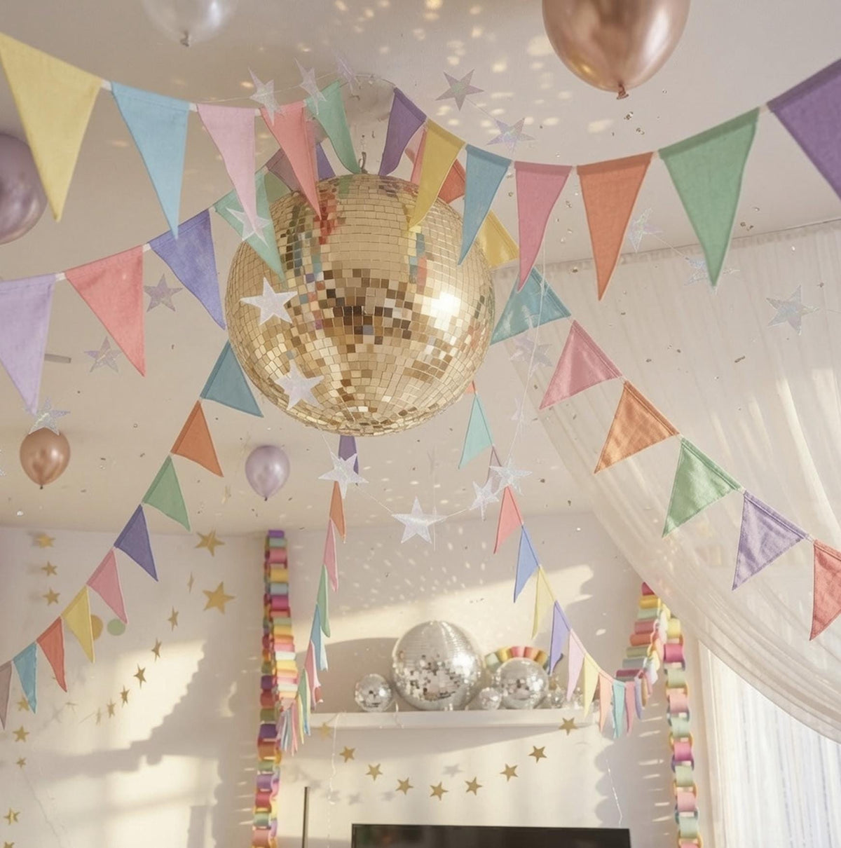 Pastel Burlap Bunting Garland – Triangle Fabric Pennant Banner for Kids Birthday Parties
