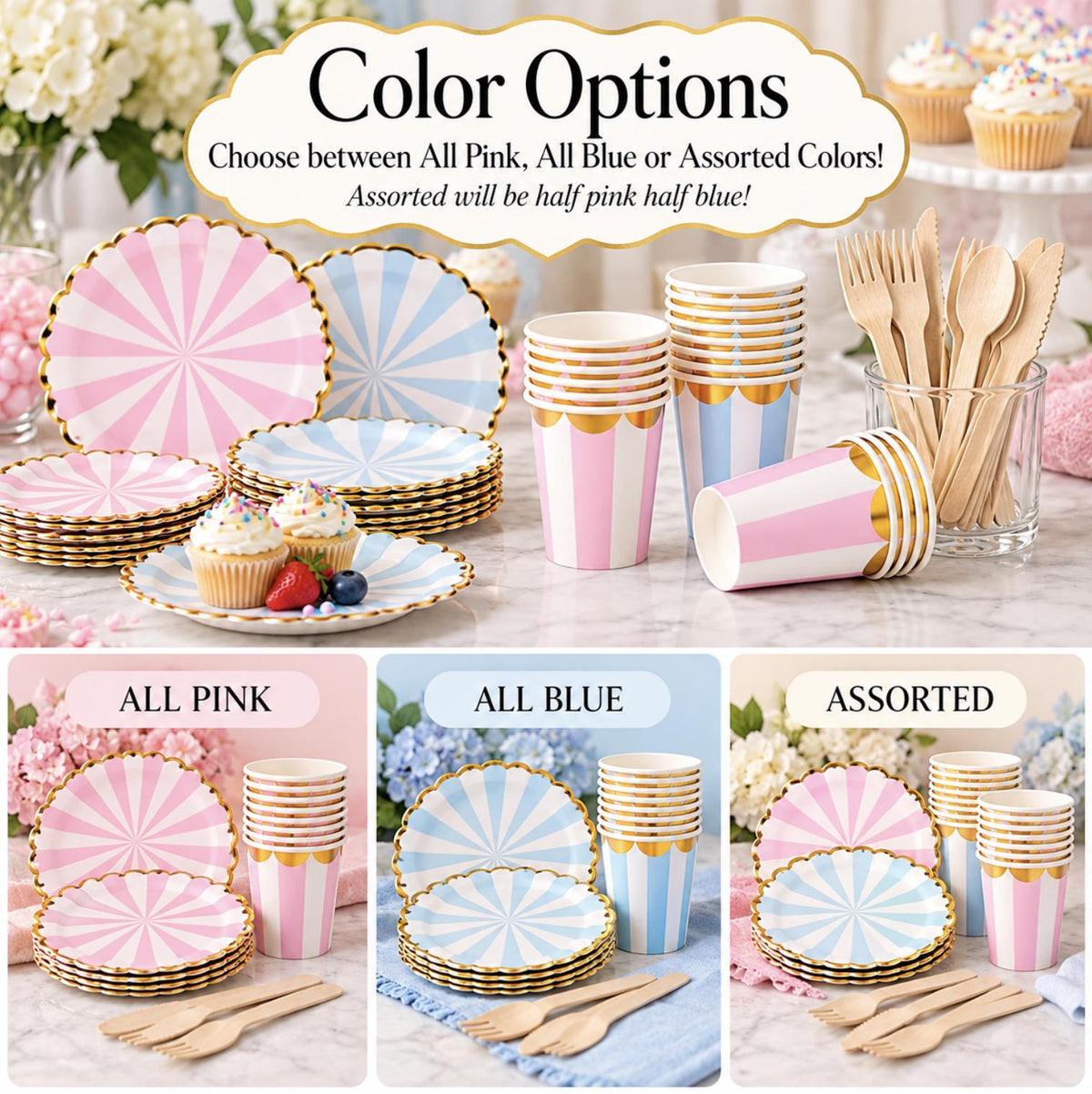 Pastel Carnival Party Tableware Set – Striped Plates, Cups, Napkins & Cutlery for Circus Birthdays