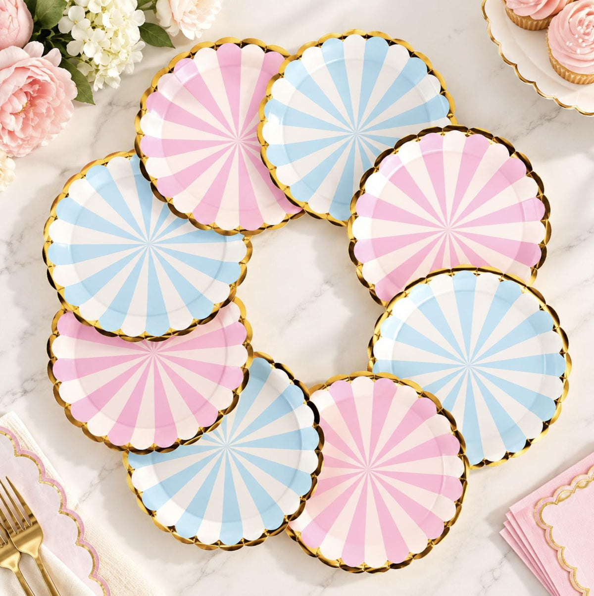 Pastel Carnival Party Tableware Set – Striped Plates, Cups, Napkins & Cutlery for Circus Birthdays