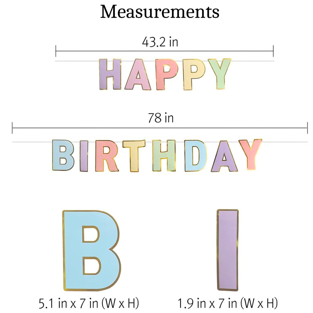 Pastel Happy Birthday Banner – Rainbow Letter Banner for Kids Birthday Parties