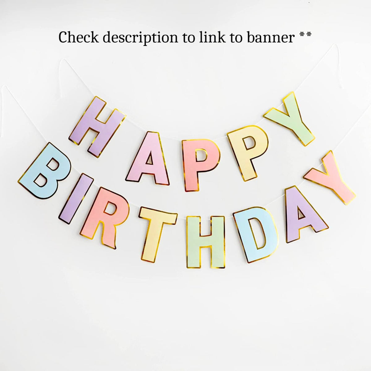 Pastel Happy Birthday banner in soft colorful tones for kids’ birthday parties, pastel party themes and celebration decor