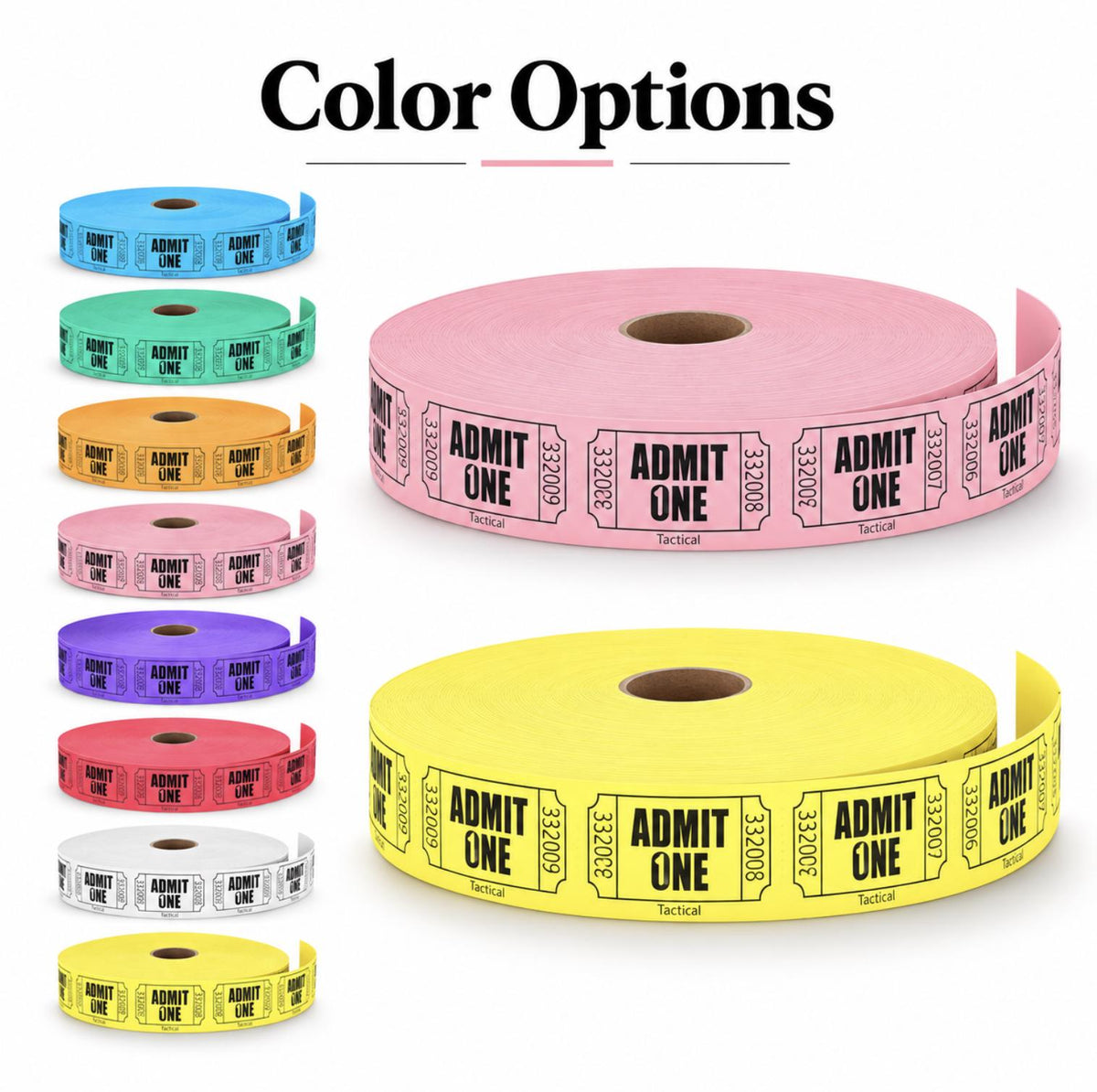 Pastel Raffle Ticket Rolls – Admit One Tickets for Carnival Parties, Showers & Fundraisers