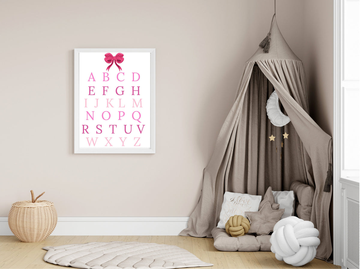 Pink Alphabet Sign – Girls Nursery & Playroom ABC Wall Art Printable