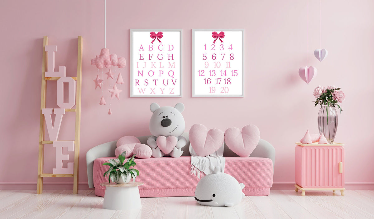 Pink Numbers Sign – Girls Nursery & Playroom Wall Art Printable