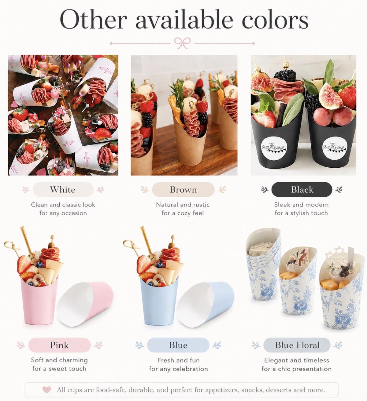 Pink Toile Charcuterie Cups with Toothpicks – Individual Appetizer Cups for Showers & Parties