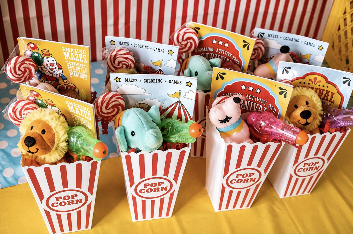 Plastic Carnival Popcorn Cups – Red Striped Reusable Popcorn Boxes for Parties & Movie Nights