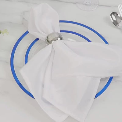 A detailed showcase of 11″ ruffled rim plastic dinner plates in use — elegant disposable plates for weddings, banquets & events.
