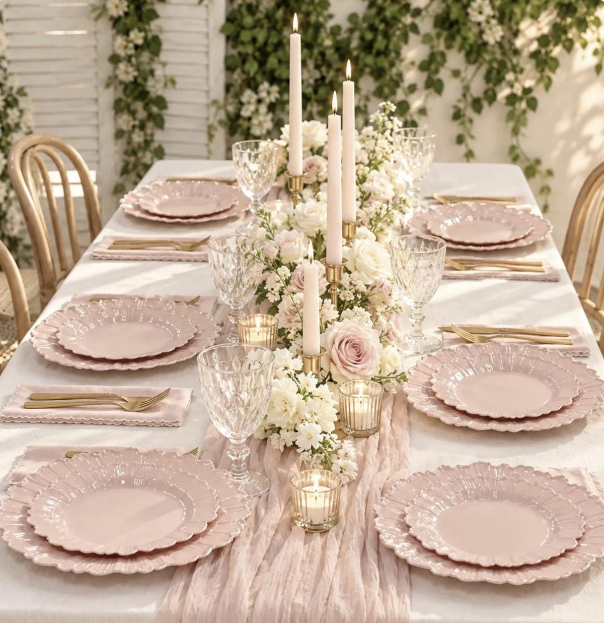 Reef Design Plastic Dinner & Dessert Plates – Elegant Disposable Tableware for Weddings & Showers