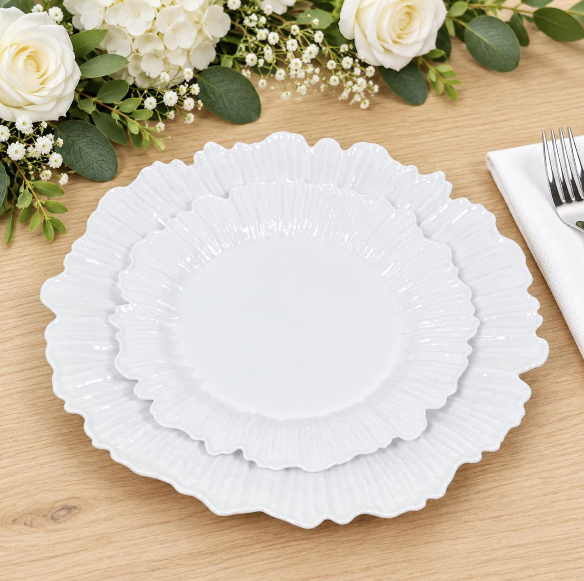 Reef Textured Heavy Plastic Plates – Elegant Disposable Dinner & Dessert Plates