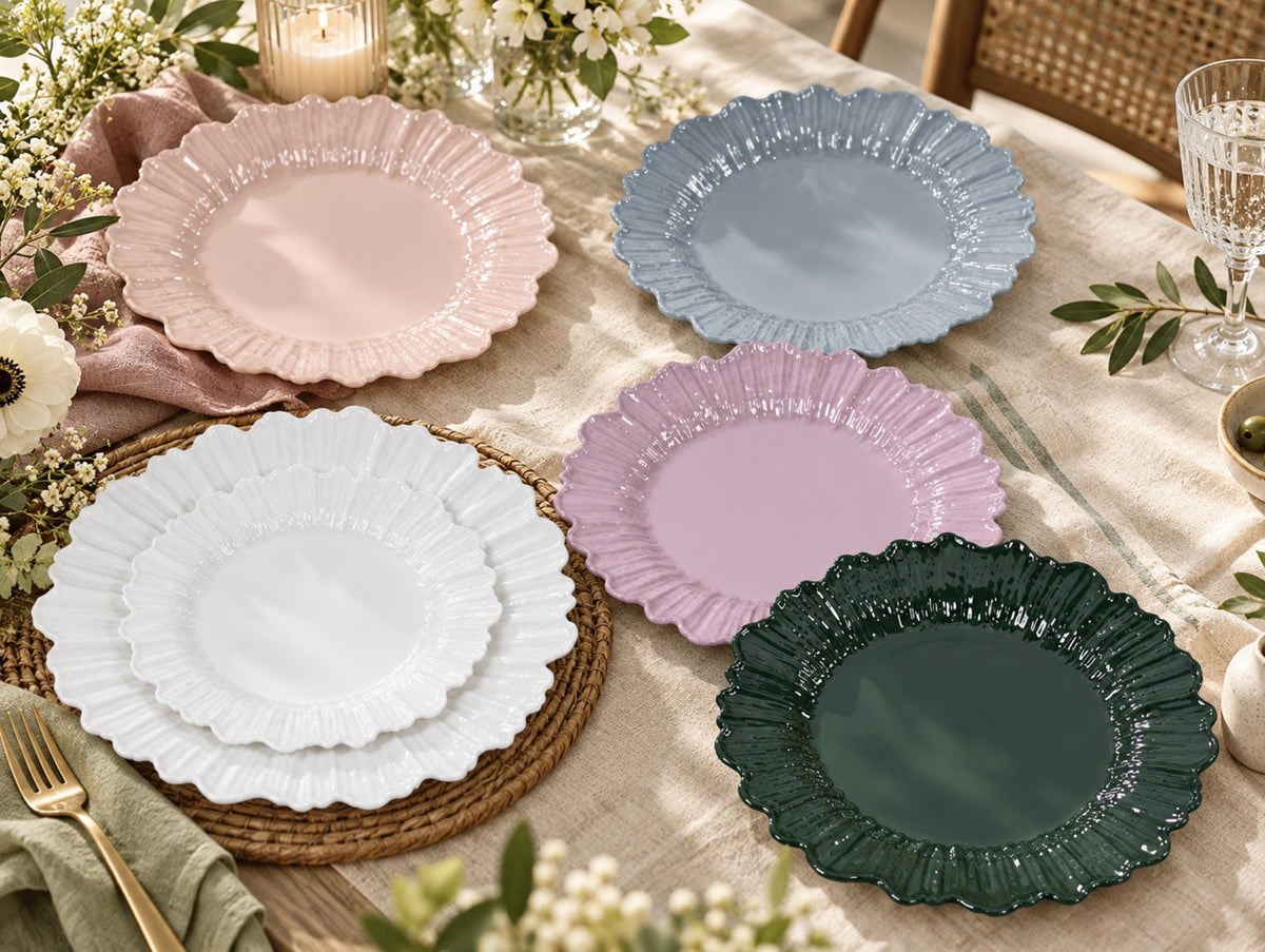 Reef Textured Heavy Plastic Plates – Elegant Disposable Dinner & Dessert Plates