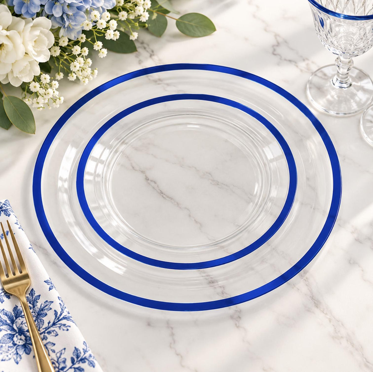 10 - Pack Regal Round Plastic Dinner Plates – 7” & 10” Disposable Party Plates for Weddings, Banquets & Events
