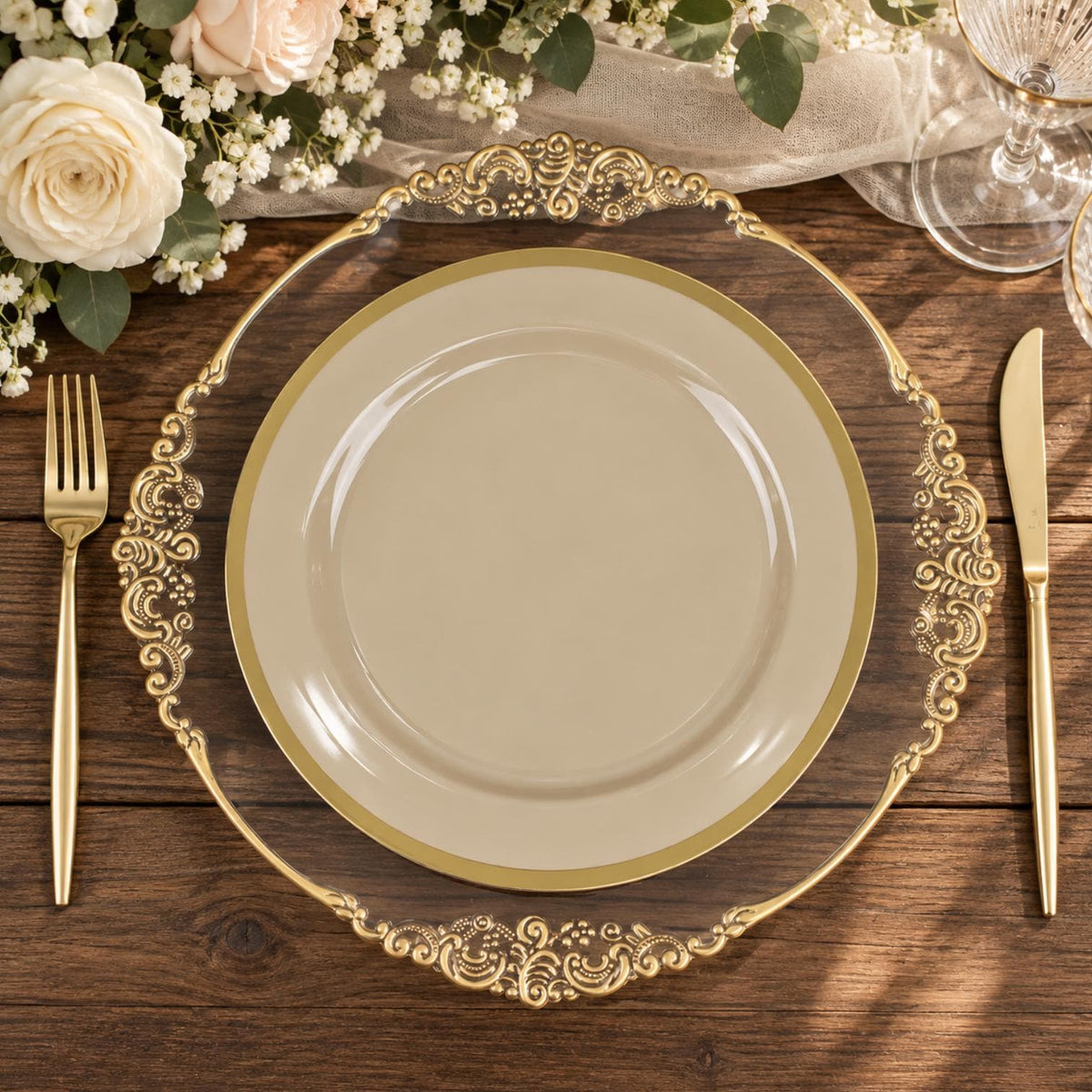 10 - Pack Regal Round Plastic Dinner Plates – 7” & 10” Disposable Party Plates for Weddings, Banquets & Events