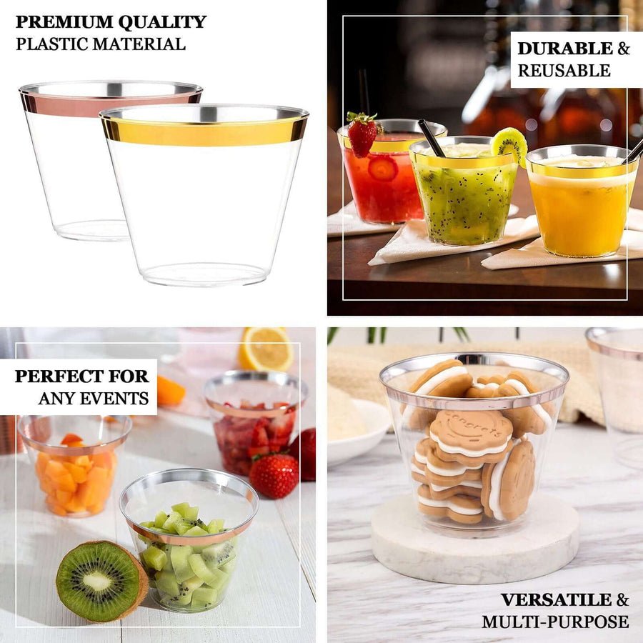 Elegant Disposable Plastic Party Cups – Crystal - Clear Cocktail Tumblers for Weddings, Events & Celebrations