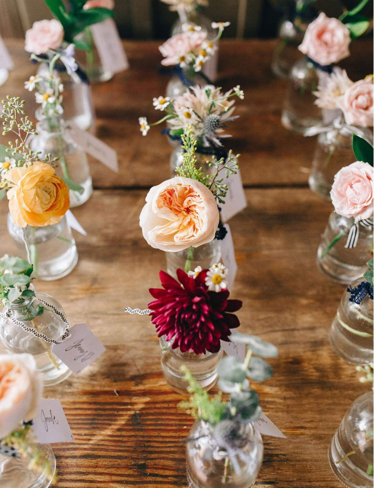 Small Glass Bud Vases – Assorted Mini Vases for Centerpieces, Showers & Wedding Florals