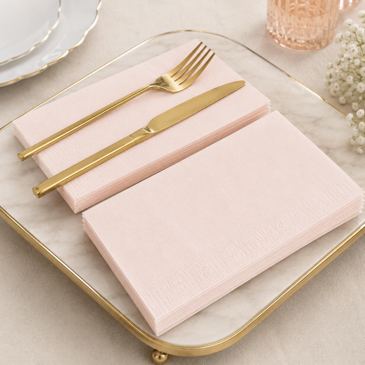 50 - Pack 2 - Ply Paper Napkins – Disposable Cocktail & Beverage Napkins - Pretty Party Boxx