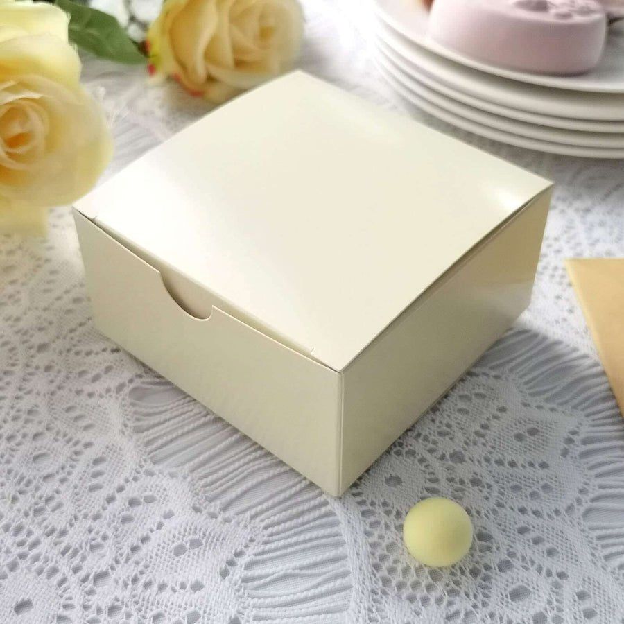 Ivory wedding favor box for candy or treats. Elegant gift box for parties & receptions.