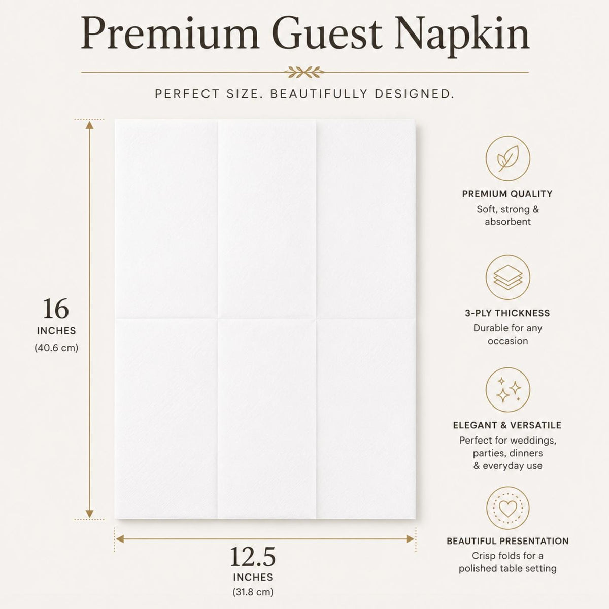 50 - Pack 2 - Ply Paper Napkins – Disposable Cocktail & Beverage Napkins - Pretty Party Boxx
