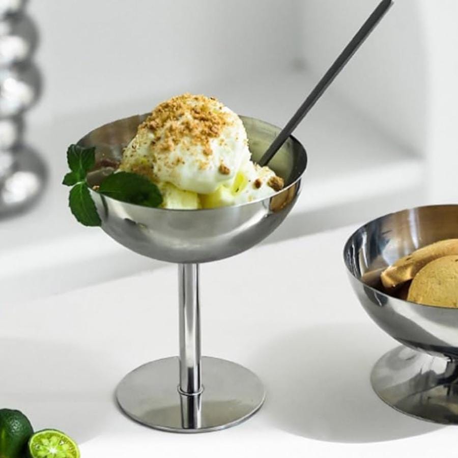 Stainless Steel Vintage Coupe Cups with Mini Forks or Spoons – Italian Style Appetizer Cups
