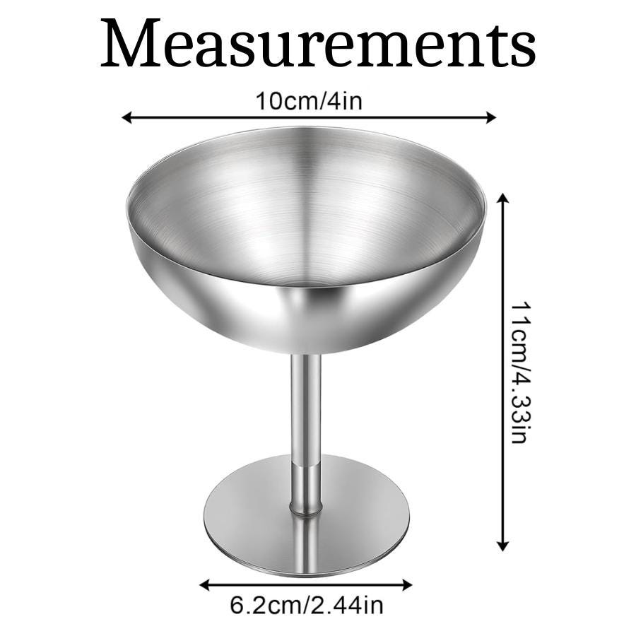 Stainless Steel Vintage Coupe Cups with Mini Forks or Spoons – Italian Style Appetizer Cups
