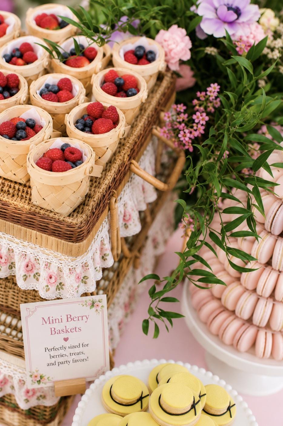 Tiny Wooden Picnic Basket Favors – Individual Berry Baskets for Weddings & Showers