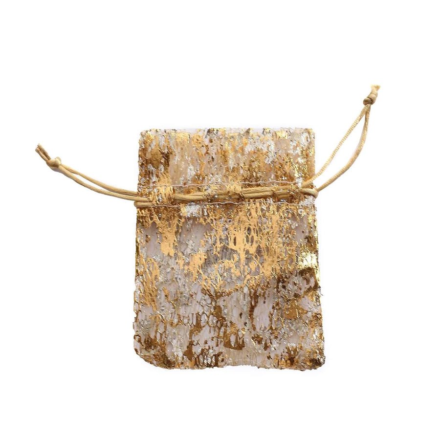 Metallic Gold Drawstring Candy Bags | 12-Pack Favor Bags