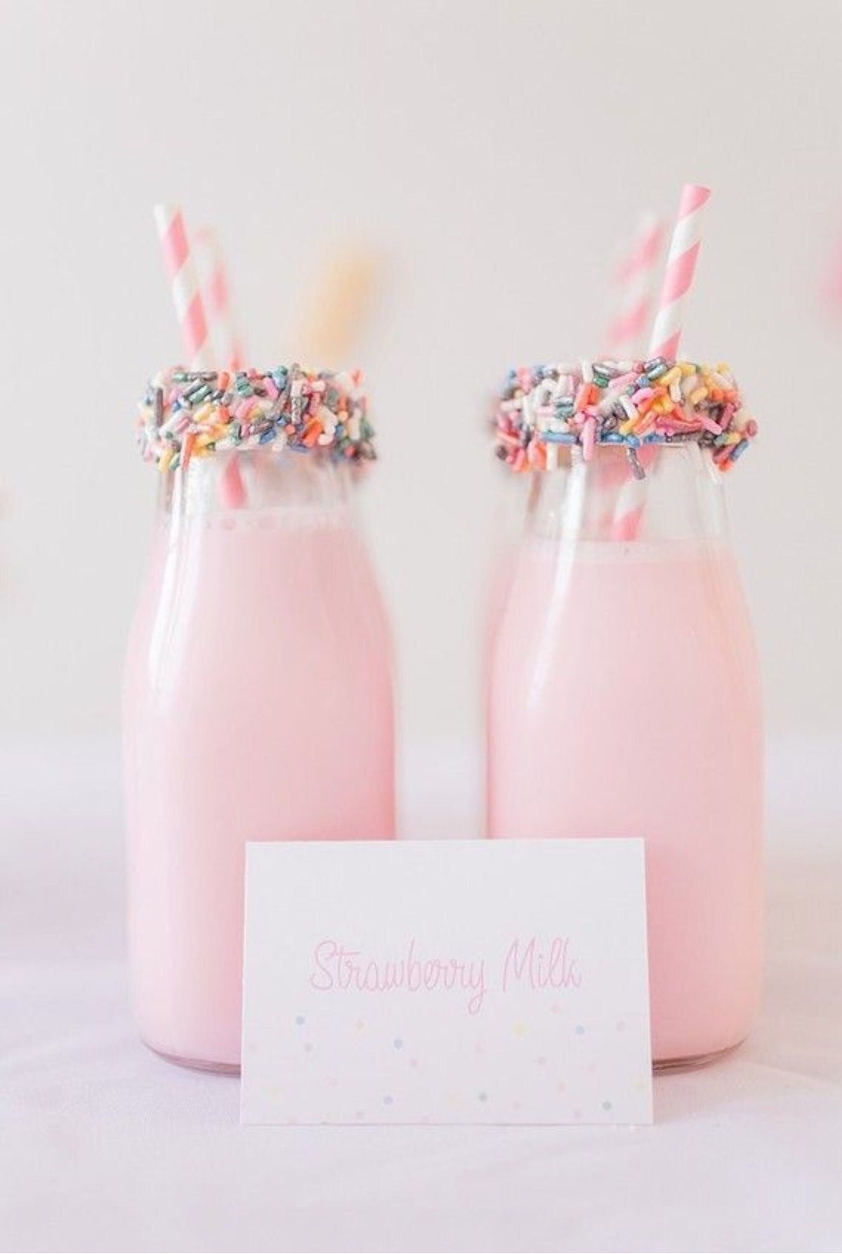 Vintage Glass Milk Bottles with Striped Paper Straws – Milk & Cookies Dessert Table Kit