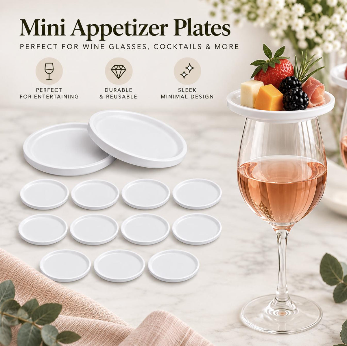 White Wooden Wine Glass Charcuterie Toppers with Toothpicks – Wine Glass Snack Plates