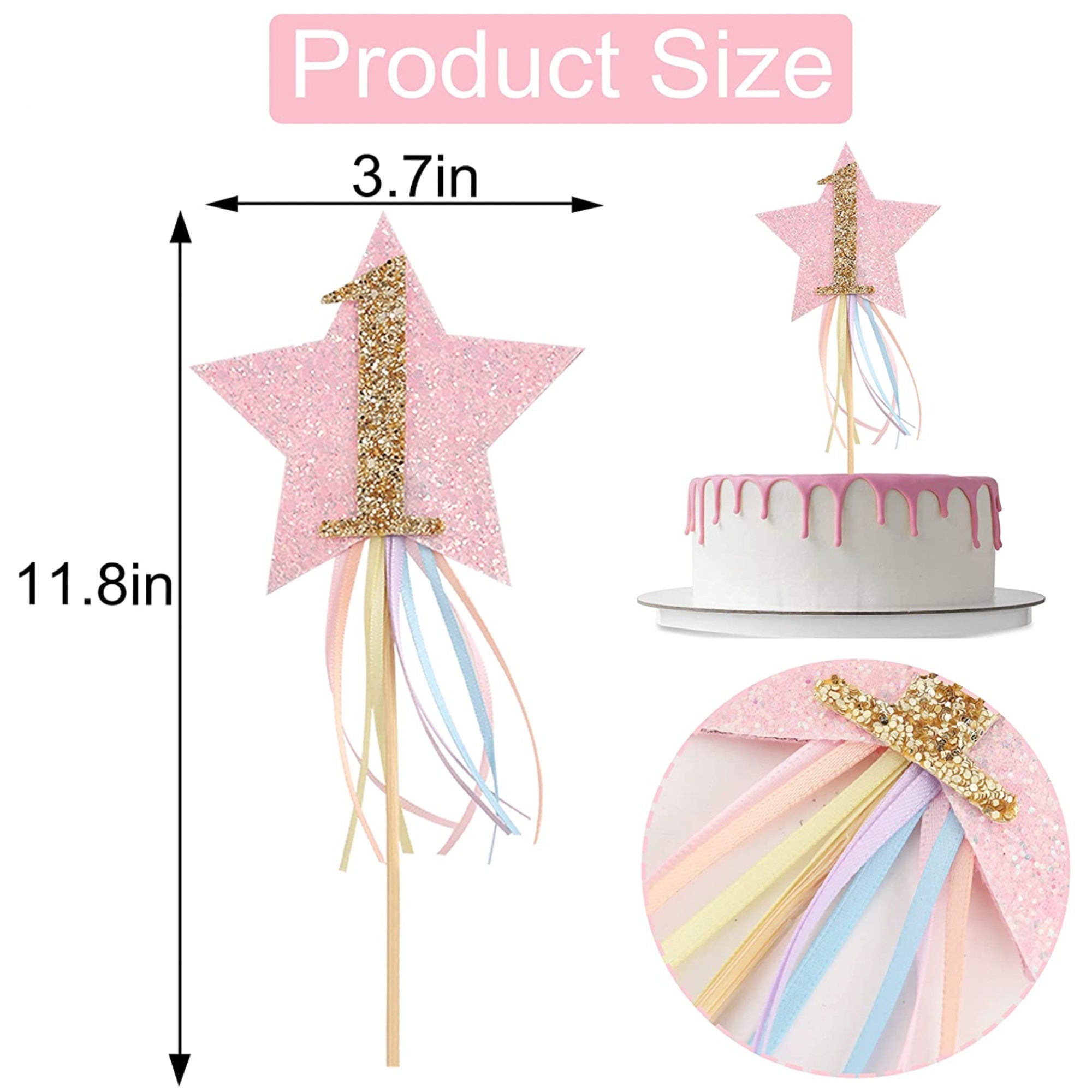 One cake topper (Rose Gold) - Kids Party Store