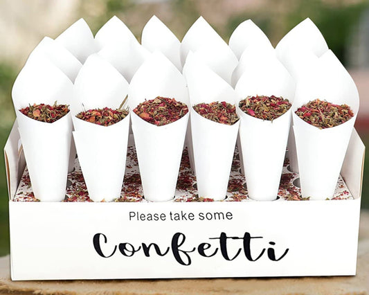 Dried Flower Petals & Paper Cone for Tossing Wedding Kit