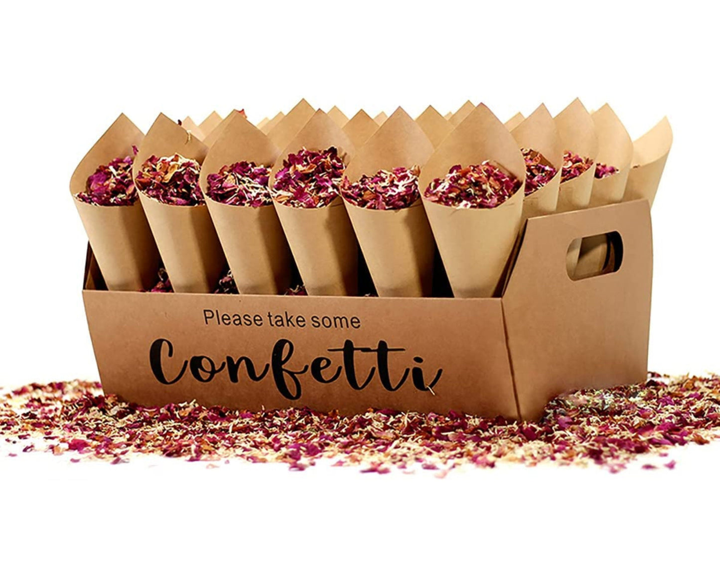 Confetti Cone Dried Flower Petals for Tossing Just Married Celebration Party