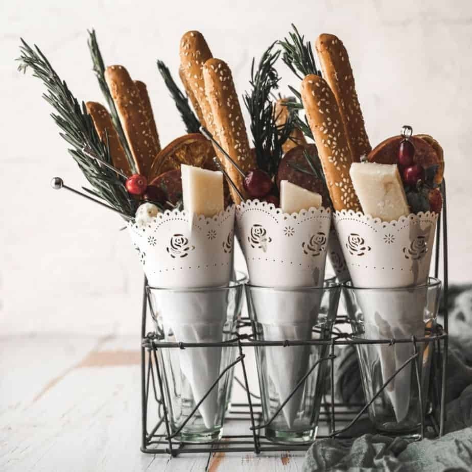White Laser Cut Charcuterie Cones and Toothpicks Set
