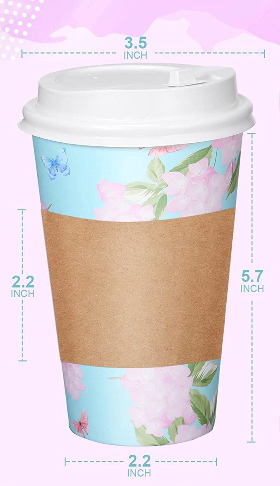 48 Pack Disposable 16oz Coffee Cups with Lids, Floral Paper To Go Coffee  Cups for Flower-Themed Birthday Party, Wedding, Baby Shower (4 Pastel  Colors)