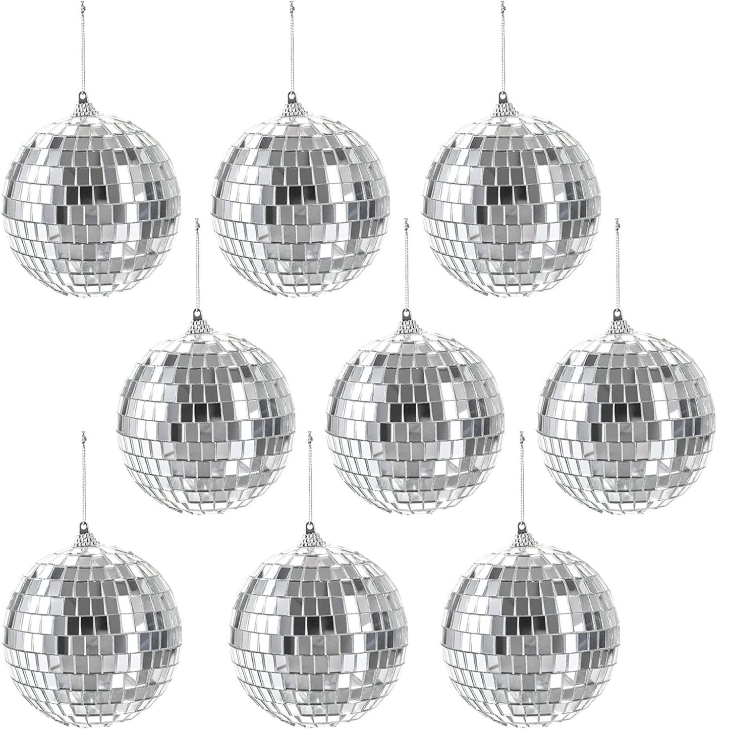 Mirror Disco Ball Silver Hanging Party Disco Ball with Attached String