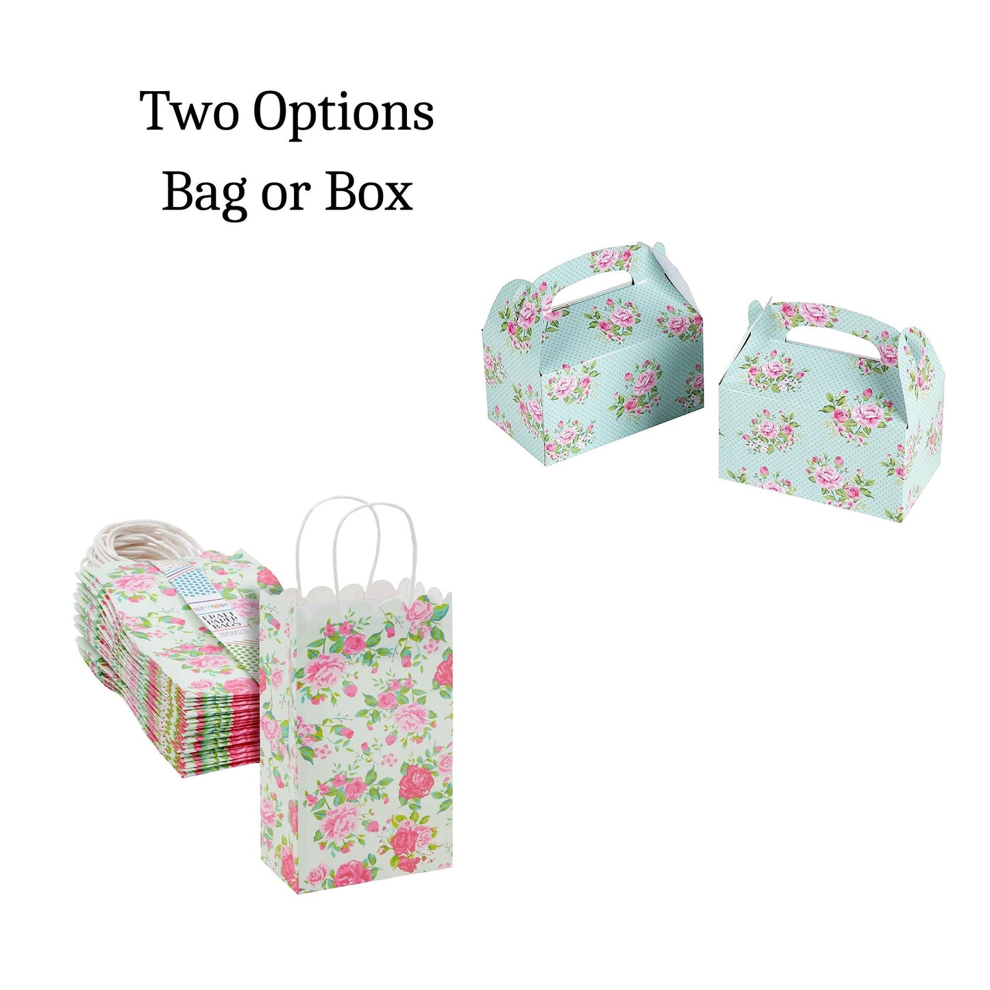 Set of 12 Floral Favor Bags and Boxes