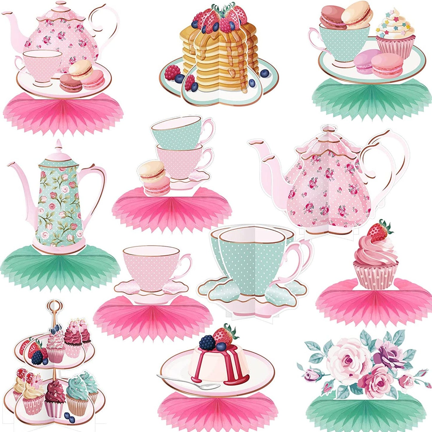 Set of 12 Floral Tea Party Centerpieces