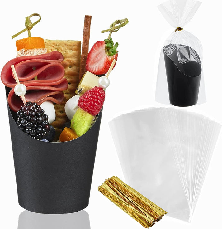 Black Charcuterie Cups and Toothpicks - Elegant Food Display for Event ...