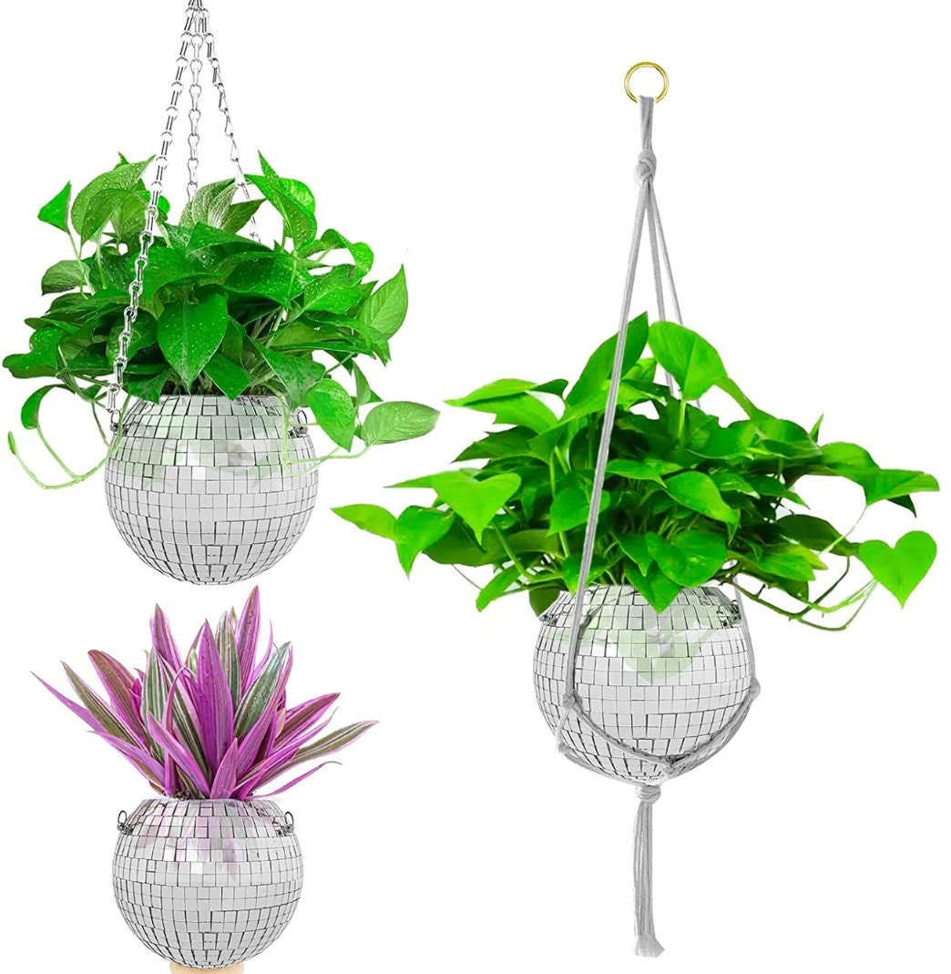 Hanging Disco Ball Planter or Utensil Holder